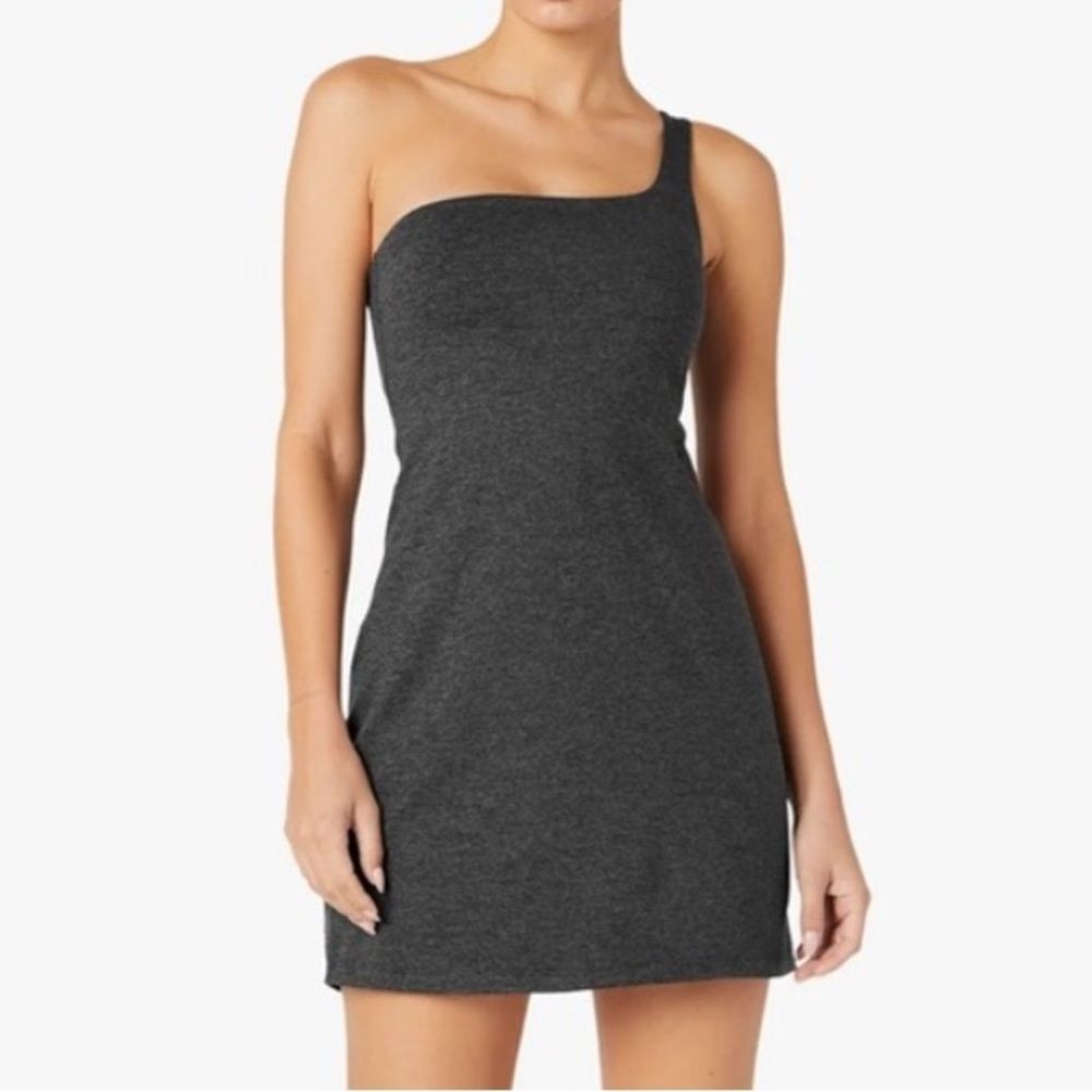 Beyond Yoga One Shoulder Athletic Dress Charcoal Black Size Medium Skort Tennis